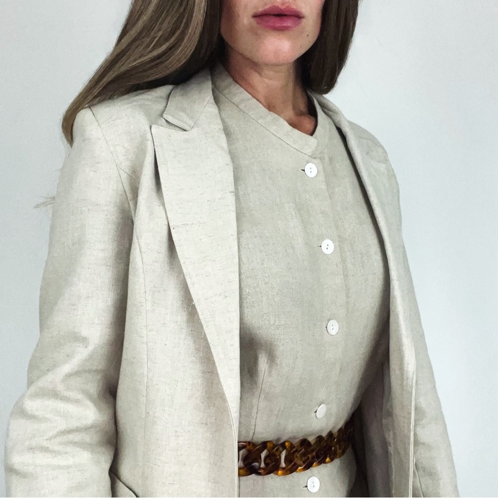 Vintage Linen-Blend Single-Breasted Blazer | Size XS/S